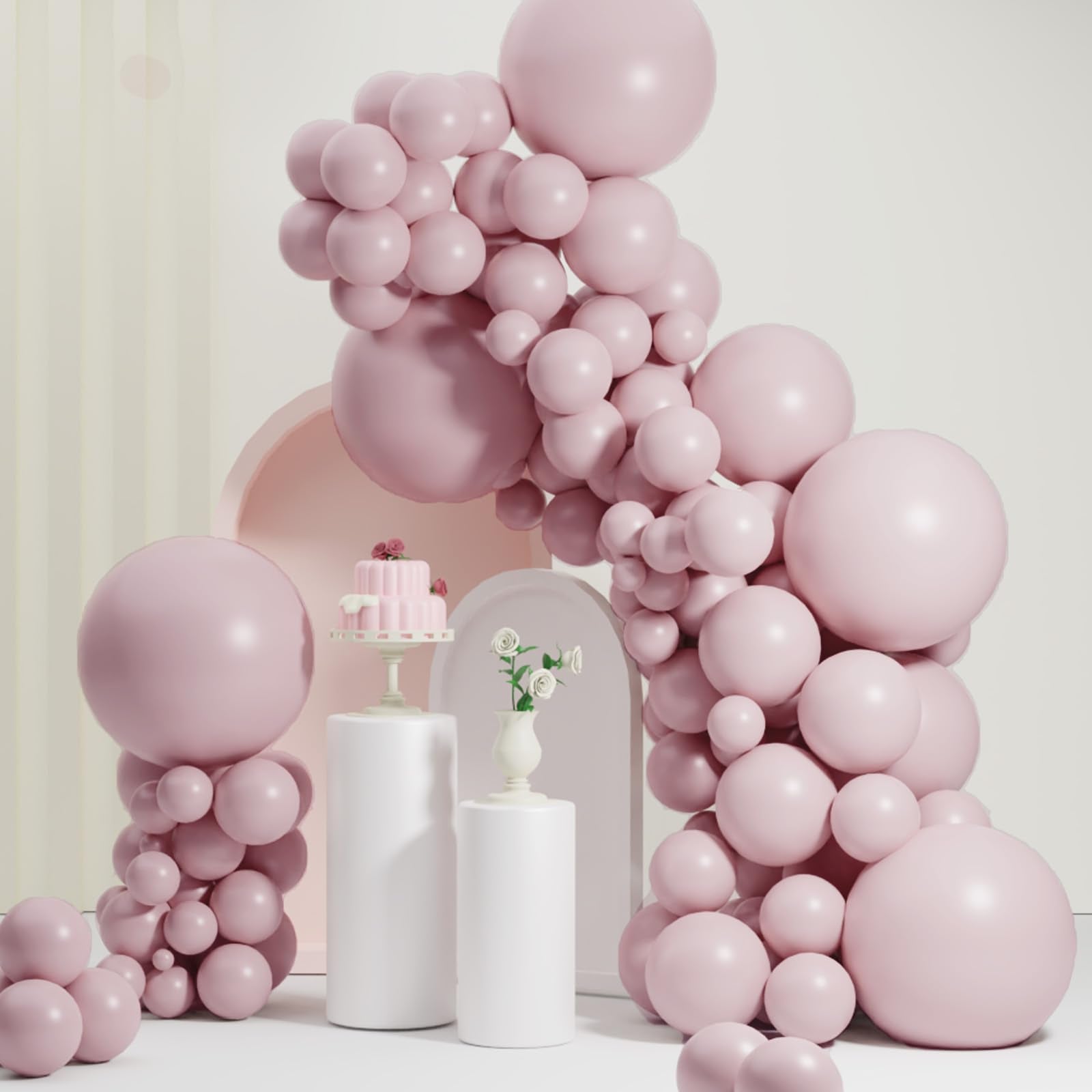 SCMDOTI Dusty Pink Balloons 54 Pack – 18,12,10,5 Inch Pastel Pink Balloons for Party Garland Arch Decorations
