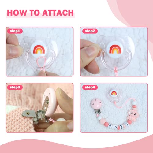 SCOM 3-Piece Reborn Baby Doll Accessories Set - Pink Magnetic Pacifier, Bottle & Silicone Clip for 14-22 Inch Dolls