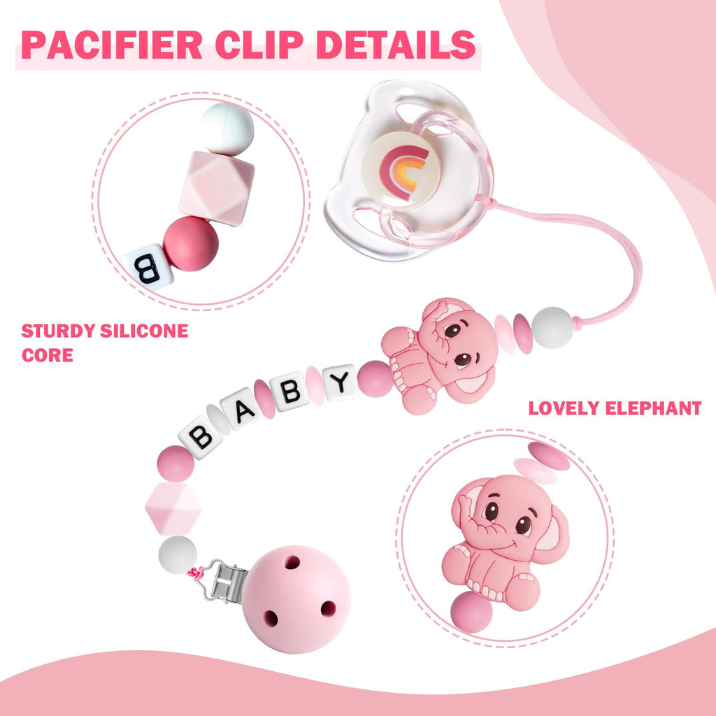 SCOM 3-Piece Reborn Baby Doll Accessories Set - Pink Magnetic Pacifier, Bottle & Silicone Clip for 14-22 Inch Dolls