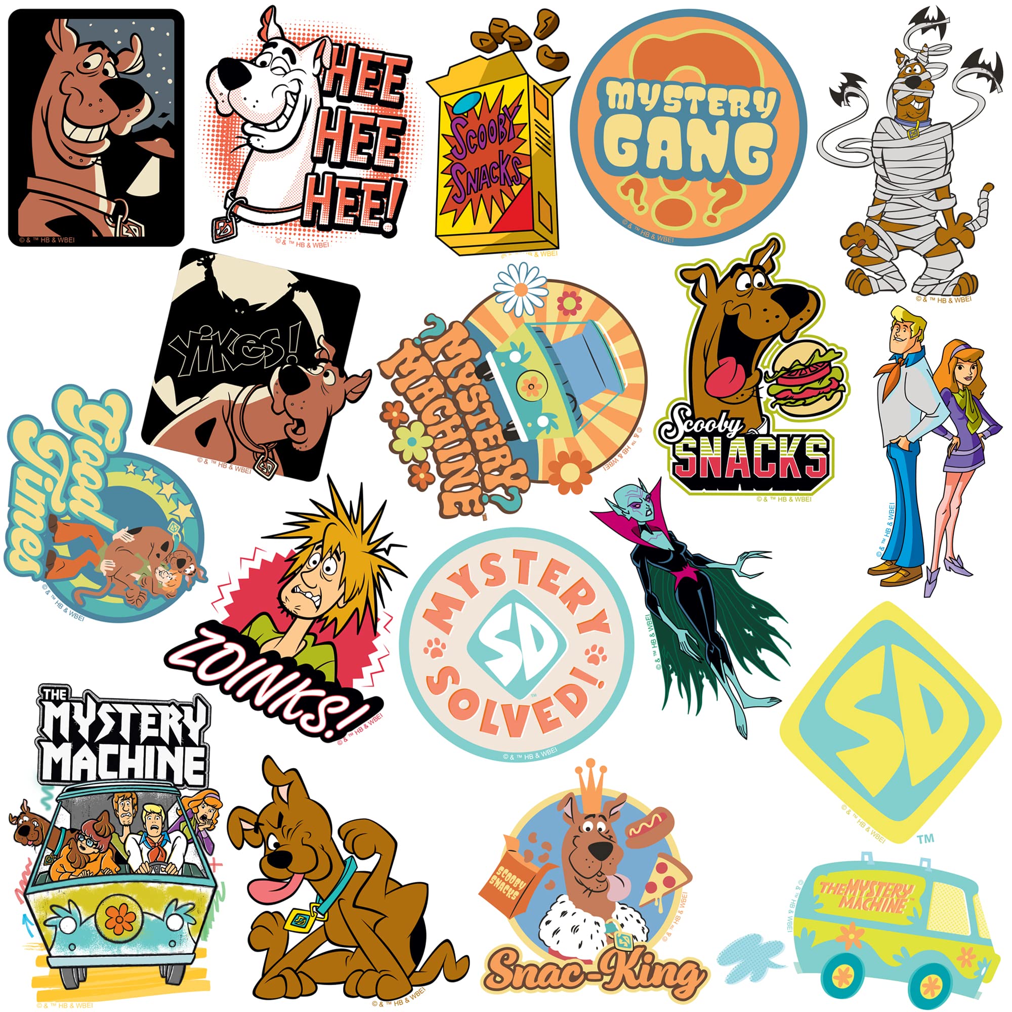 Scooby-Doo! 50-Count Die-Cut Vinyl Sticker Pack – Officially Licensed Fade-Resistant Decals for Laptops, Water Bottles, and More