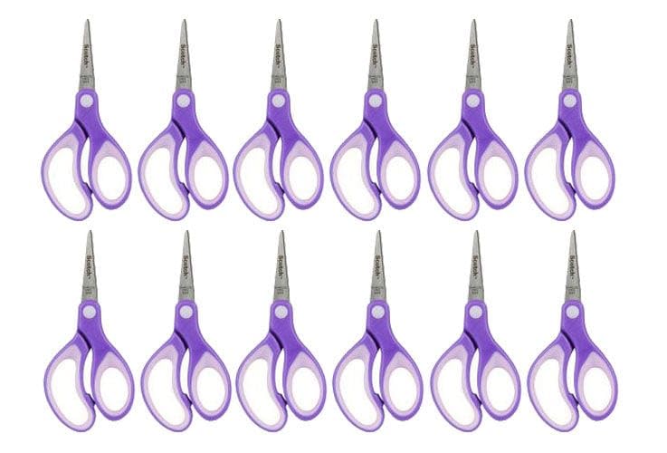 Scotch Purple Blunt Tip Scissors 12-Pack for Kids Ages 4+ | Soft Grip Classroom Pack