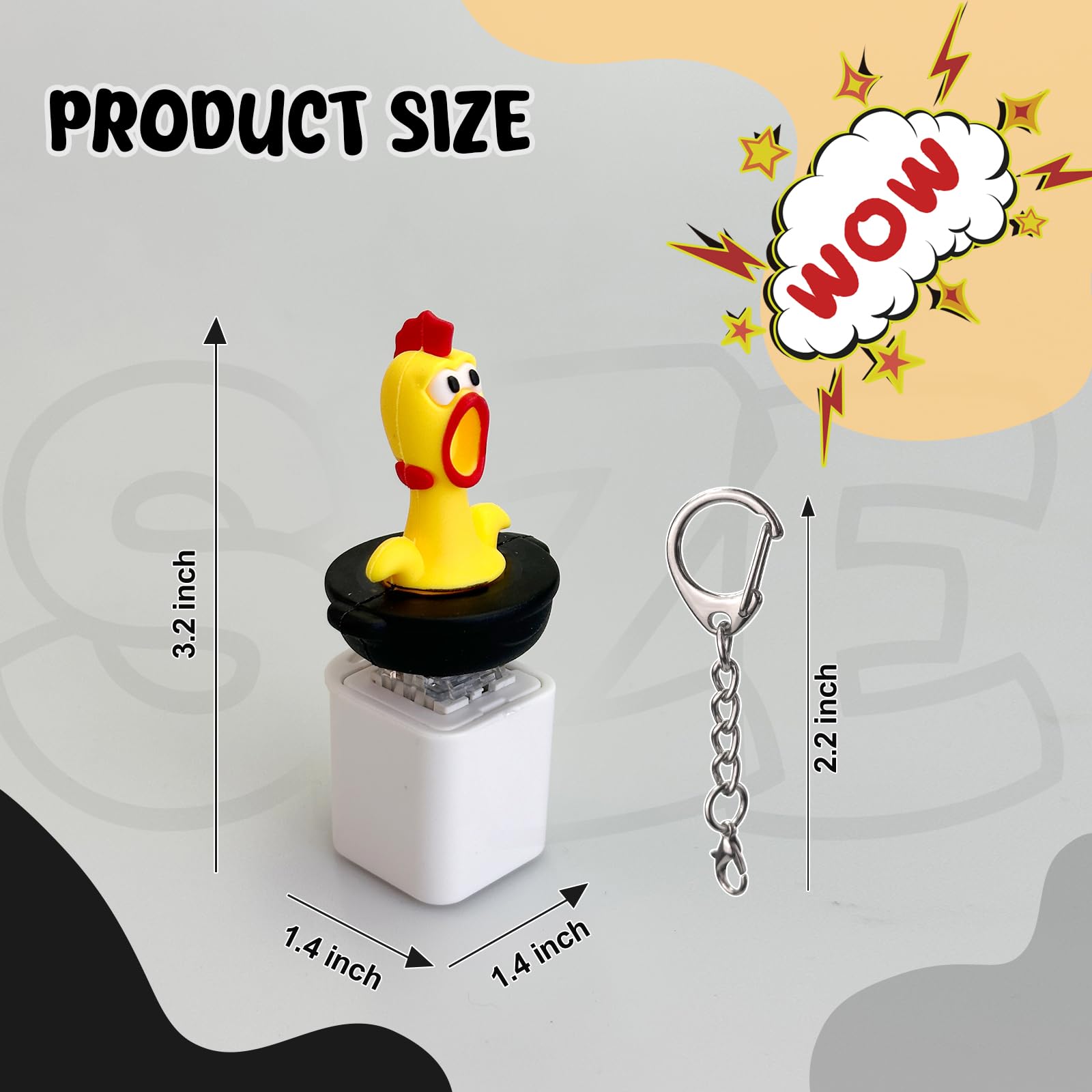 Screaming Chicken Keyboard Fidget Toy with LED Lights and Sound – Stress Relief Keychain