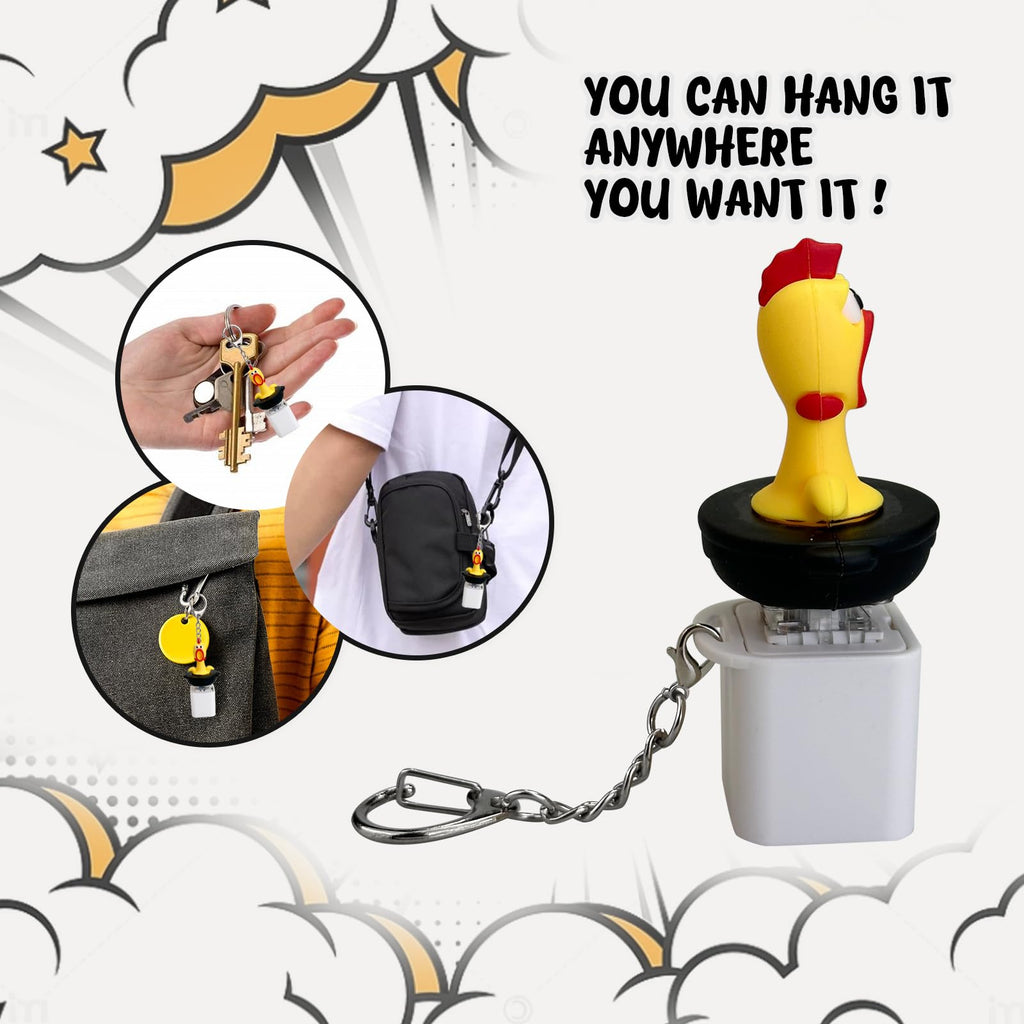 Screaming Chicken Keyboard Fidget Toy with LED Lights and Sound – Stress Relief Keychain