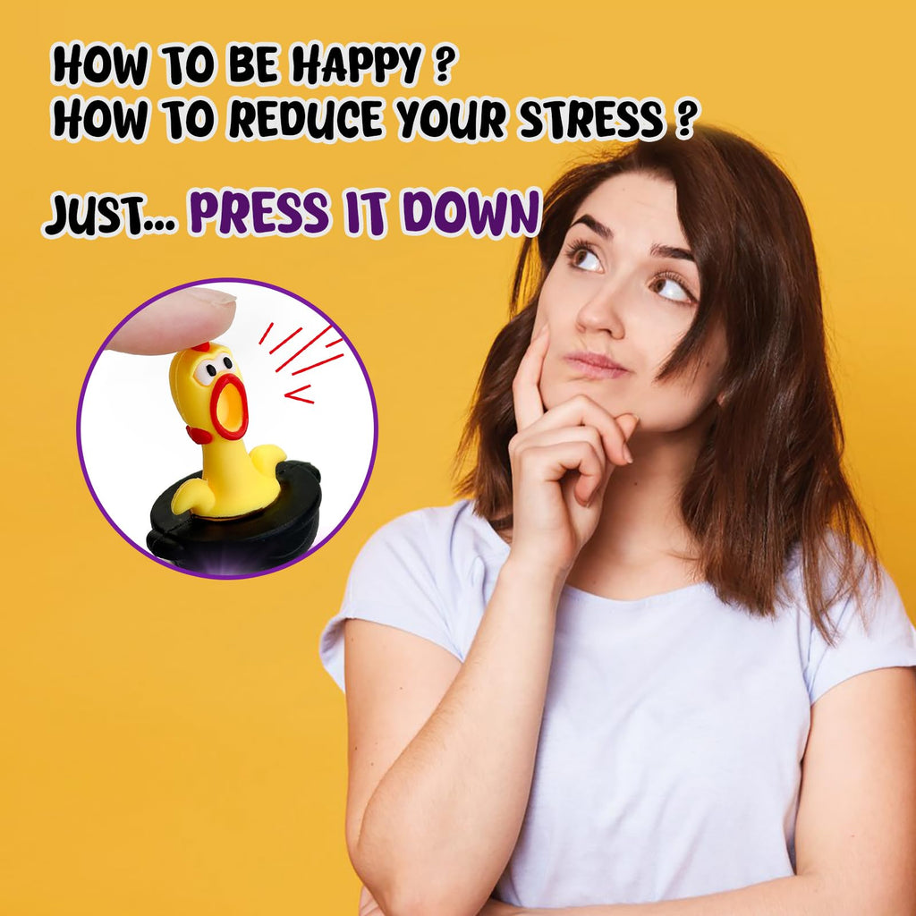 Screaming Chicken Keyboard Fidget Toy with LED Lights and Sound – Stress Relief Keychain