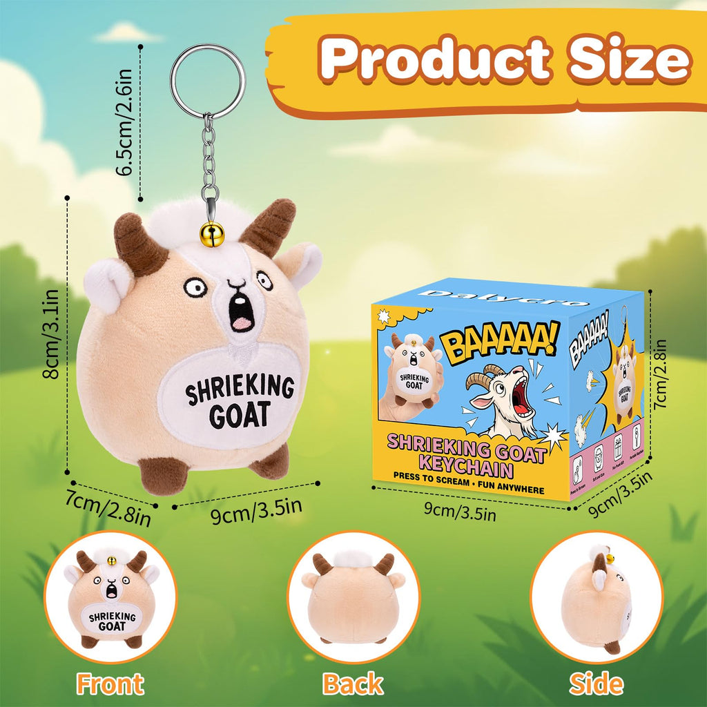 Screaming Goat Keychain – Funny Plush with Loud Sound, Cute Backpack Charm, Gag Gift for Adults