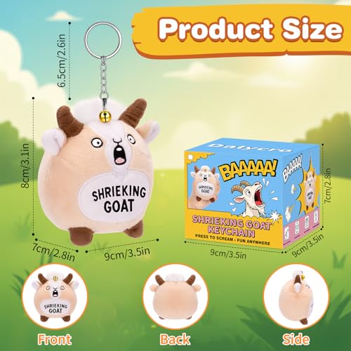 Screaming Goat Keychain – Funny Plush with Loud Sound, Cute Backpack Charm, Gag Gift for Adults
