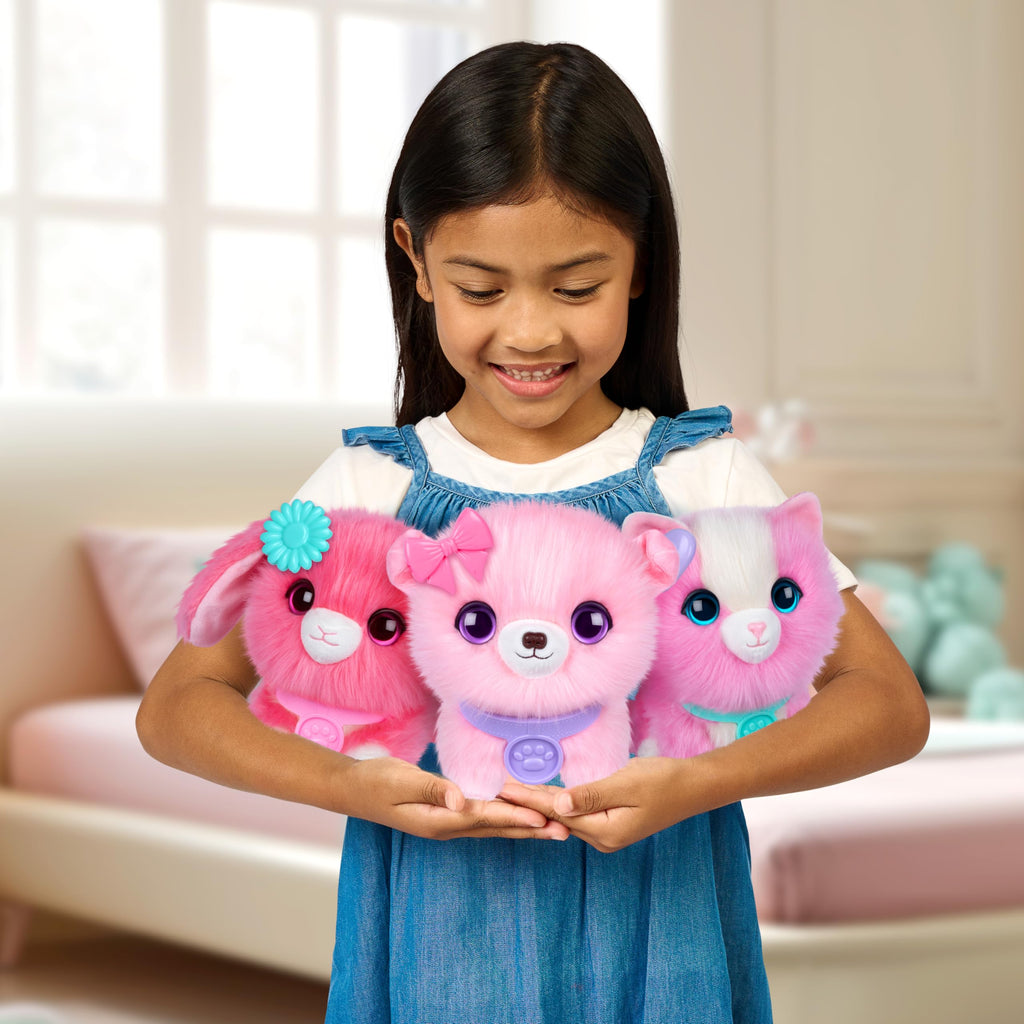 ScruffaLuvs Pink Surprise Pet – Wash to Reveal Mystery Plush Toy with Carrier
