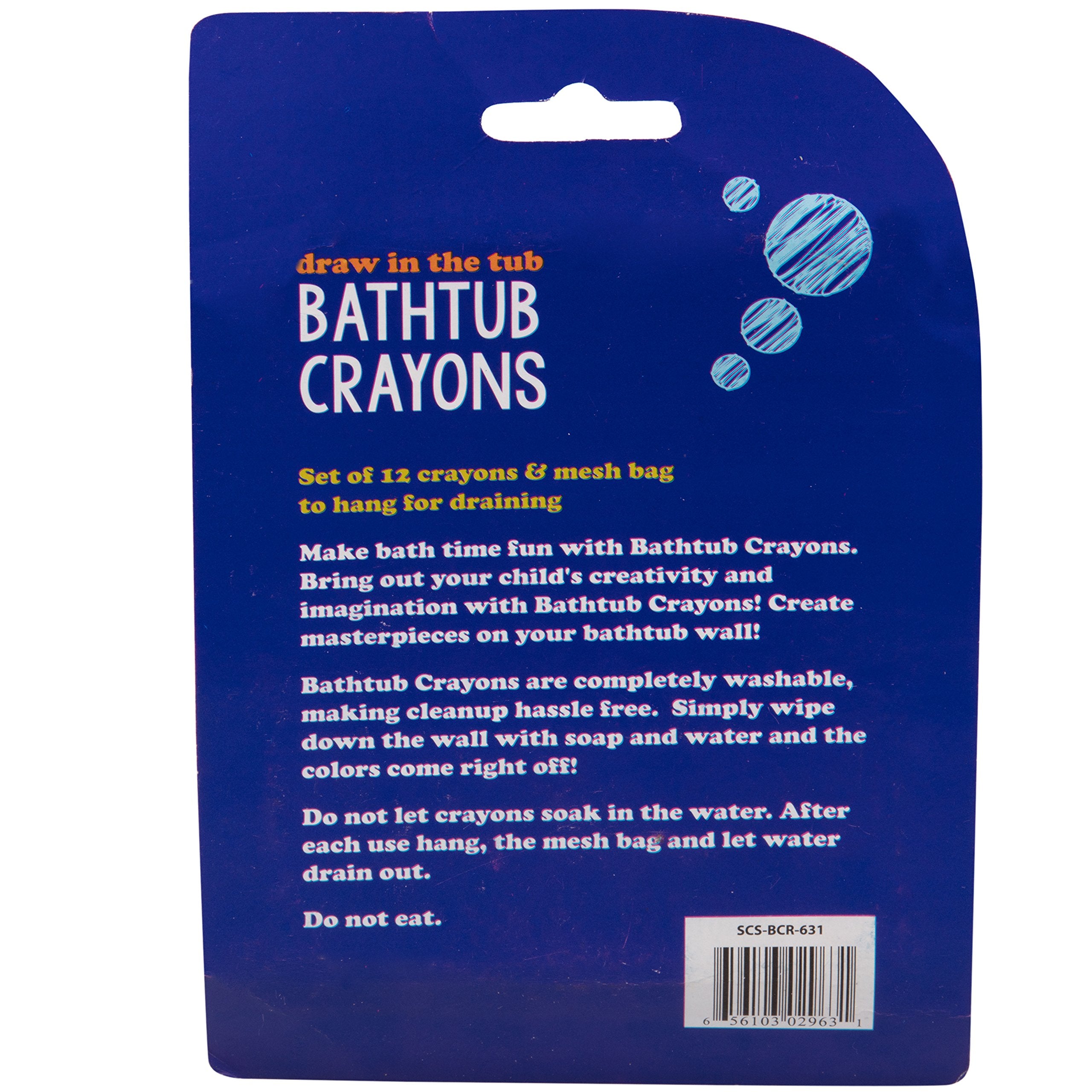 SCS Direct Bath Crayons - 12 Non-Toxic Tub Crayons with Mesh Storage Bag, Washable Art for Toddlers