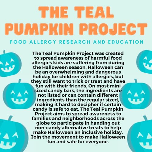 SCS Direct Official Teal Pumpkin Project Trick or Treat Bucket – 8.5 in Plastic Pail with Lid and Handle for Allergy-Friendly Non-Candy Treats (1 Pack)