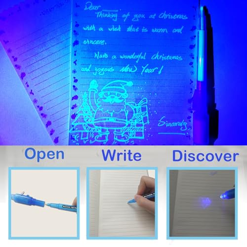 SCStyle 10-Pack Invisible Ink Pens with UV Light for Secret Messages and Spy Games
