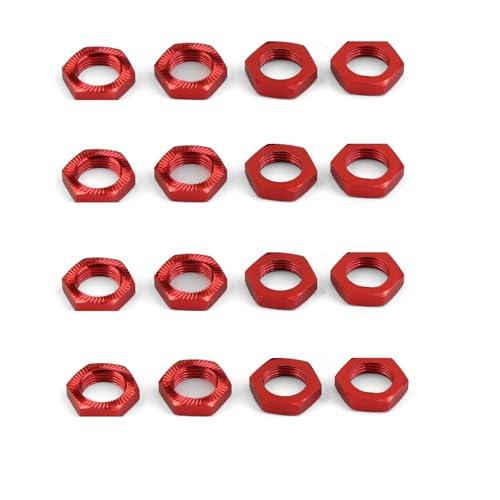 SDSLD 16-Pack 17mm Red Aluminum Wheel Nuts for 1/7 1/8 RC Cars