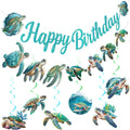 Sea Turtle Birthday Banner with Garland and Swirls – Ocean Themed Party Decorations Set by Yavxzvbw