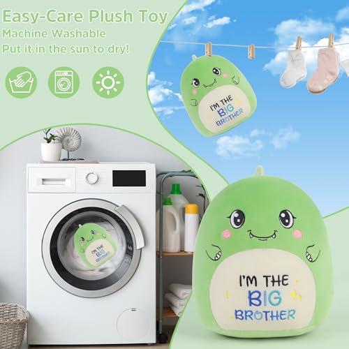 SEAOPOP Big Brother Dinosaur Plush – 8-Inch Green Oval Stuffed Toy for New Sibling Gift