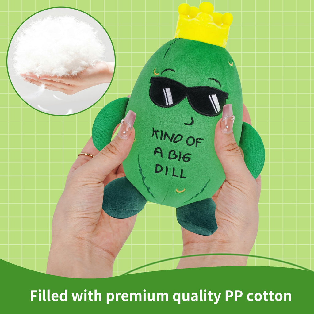 SEAOPOP Pickle Stuffed Animal Plush Toy – Cucumber Plush with Sunglasses and Yellow Corolla, 30 cm, Soft PP Cotton Fill, Funny Gift for Friends and Kids, Office Decor
