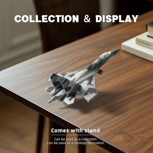SEBUNAS 1:100 Scale SU-35 Fighter Jet Model Kit - 25 Piece Quick Build Assembly with Display Stand