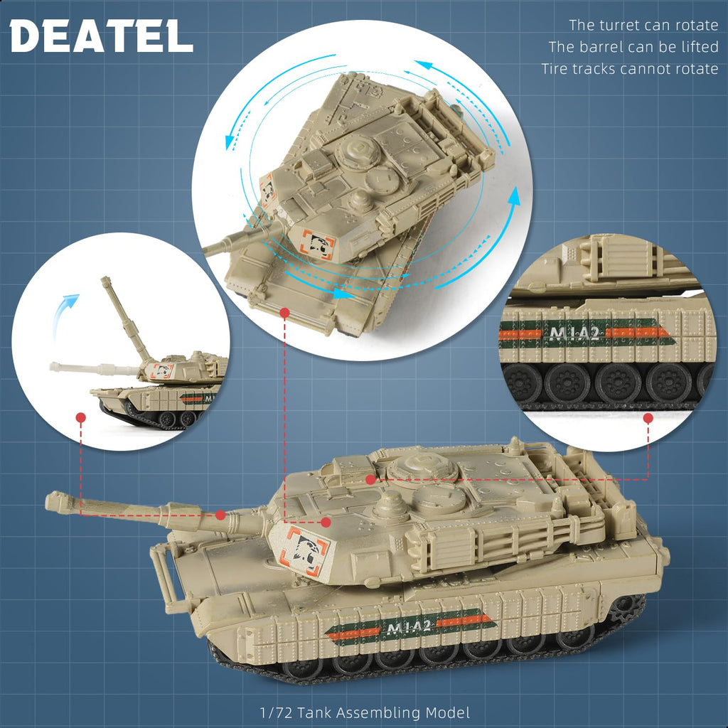SEBUNAS 1/72 Scale M1A2 Tank Model Kit - Quick Build 9-Piece Set with Rotating Turret
