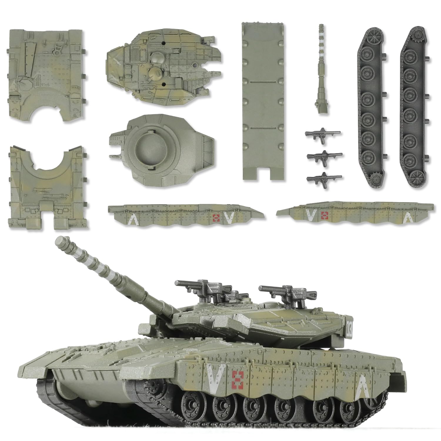 SEBUNAS 1/72 Scale Merkava Tank Model Building Kit - 13 Pieces Quick Build Military Vehicle for Adults and Kids