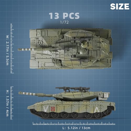SEBUNAS 1/72 Scale Merkava Tank Model Building Kit - 13 Pieces Quick Build Military Vehicle for Adults and Kids