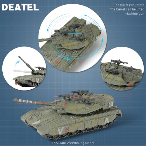 SEBUNAS 1/72 Scale Merkava Tank Model Building Kit - 13 Pieces Quick Build Military Vehicle for Adults and Kids