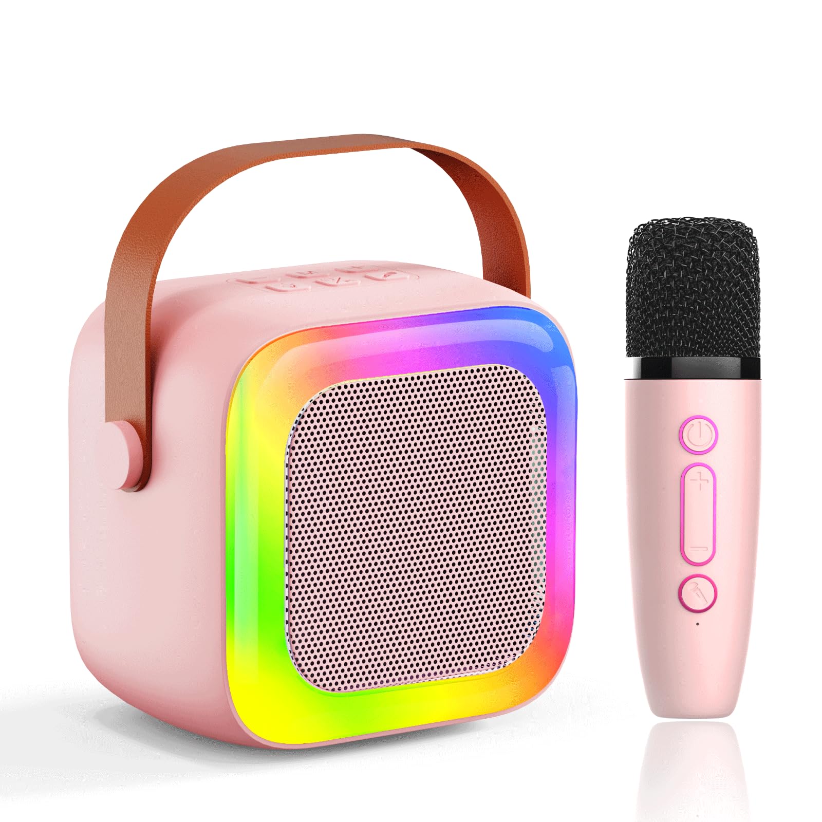 SECULEAD Kids Karaoke Machine - Portable Bluetooth 5.3 Speaker with Built-in Microphone, Pink, for Ages 3-5