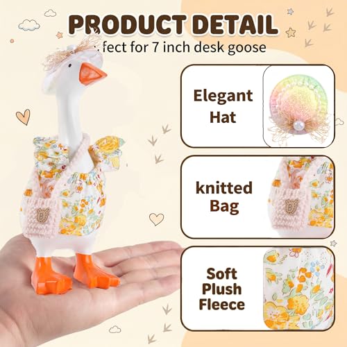 SECVOY 16-Piece Spring/Summer Desk Goose Outfit Set for 7-Inch Geese – Hats, Dresses, Glasses & Ornaments