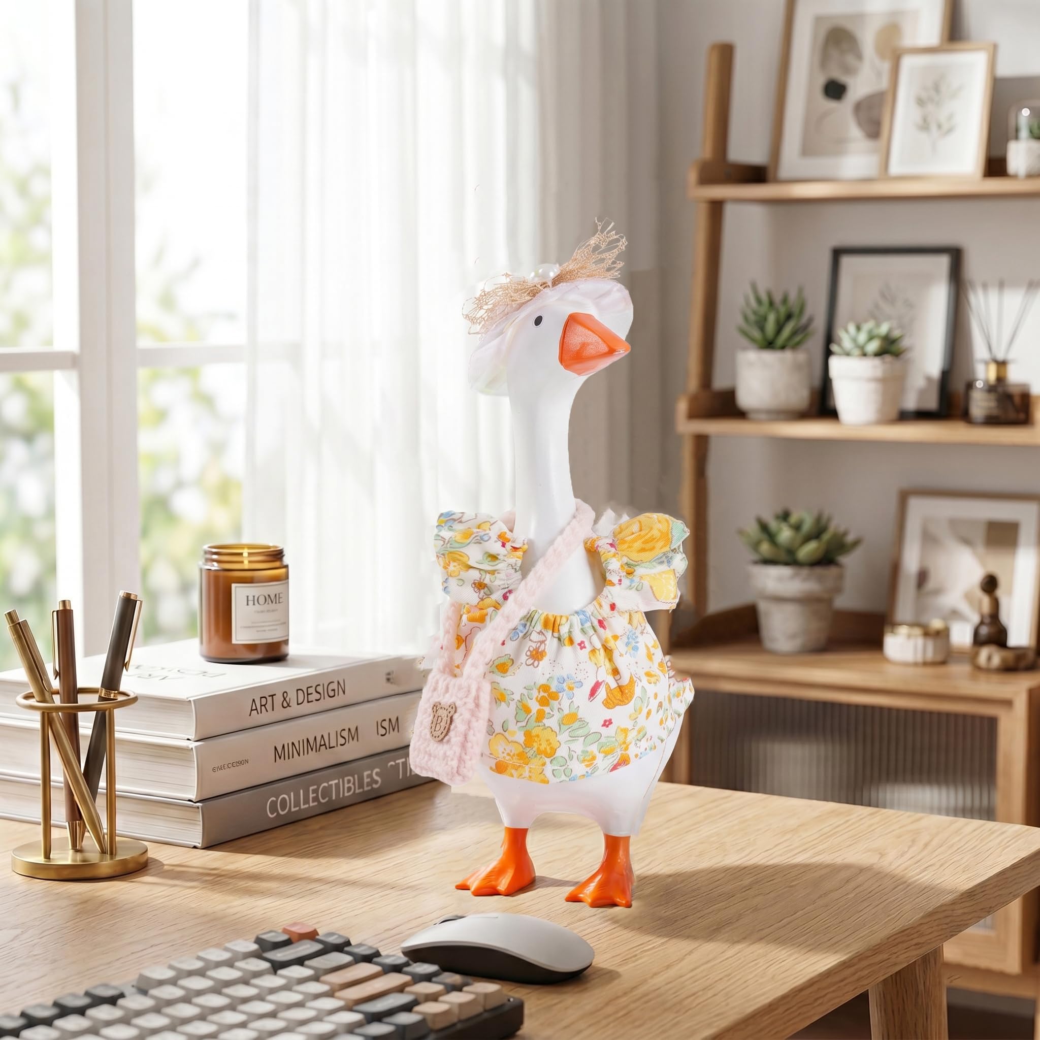 SECVOY 16-Piece Spring/Summer Desk Goose Outfit Set for 7-Inch Geese – Hats, Dresses, Glasses & Ornaments