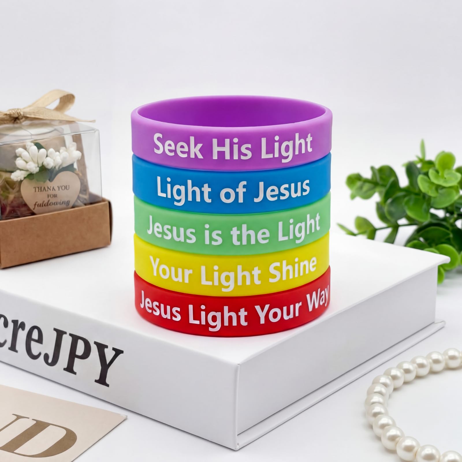 Seematn 50 Pack Glow in the Dark Bible Verse Bracelets - VBS 2026 Religious Silicone Wristbands with 5 Scripture Themes, Colorful, for Adults & Teens
