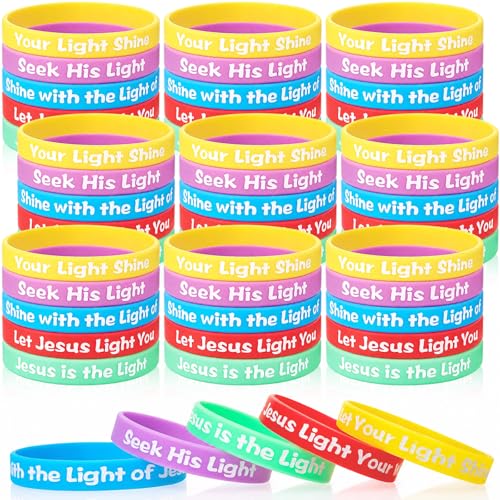 Seematn 50 Pack Glow in the Dark Bible Verse Bracelets - VBS 2026 Religious Silicone Wristbands with 5 Scripture Themes, Colorful, for Adults & Teens