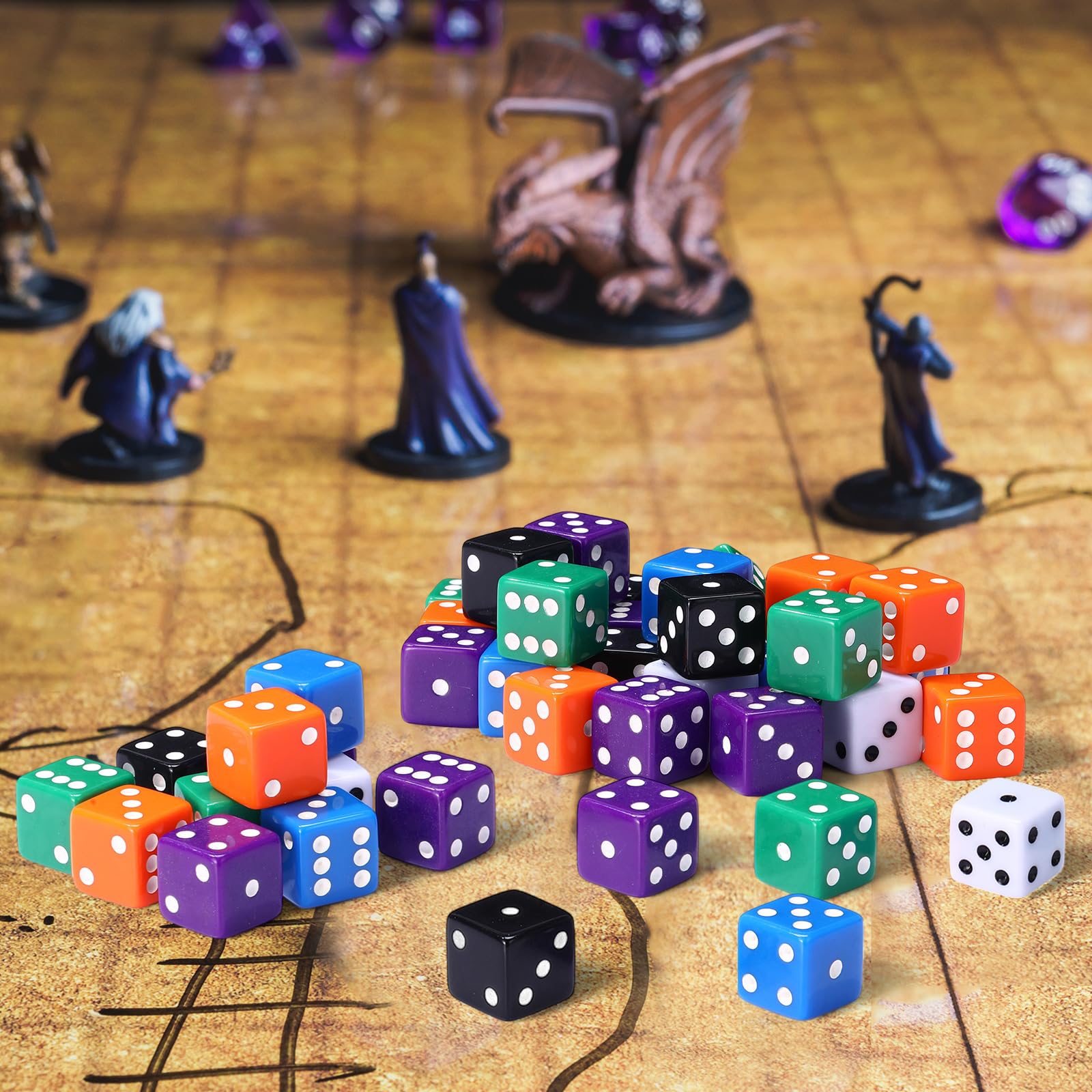 Seenelling 36-Piece 19mm Acrylic D6 Dice Set – 6 Colors for Board Games & Casino Nights