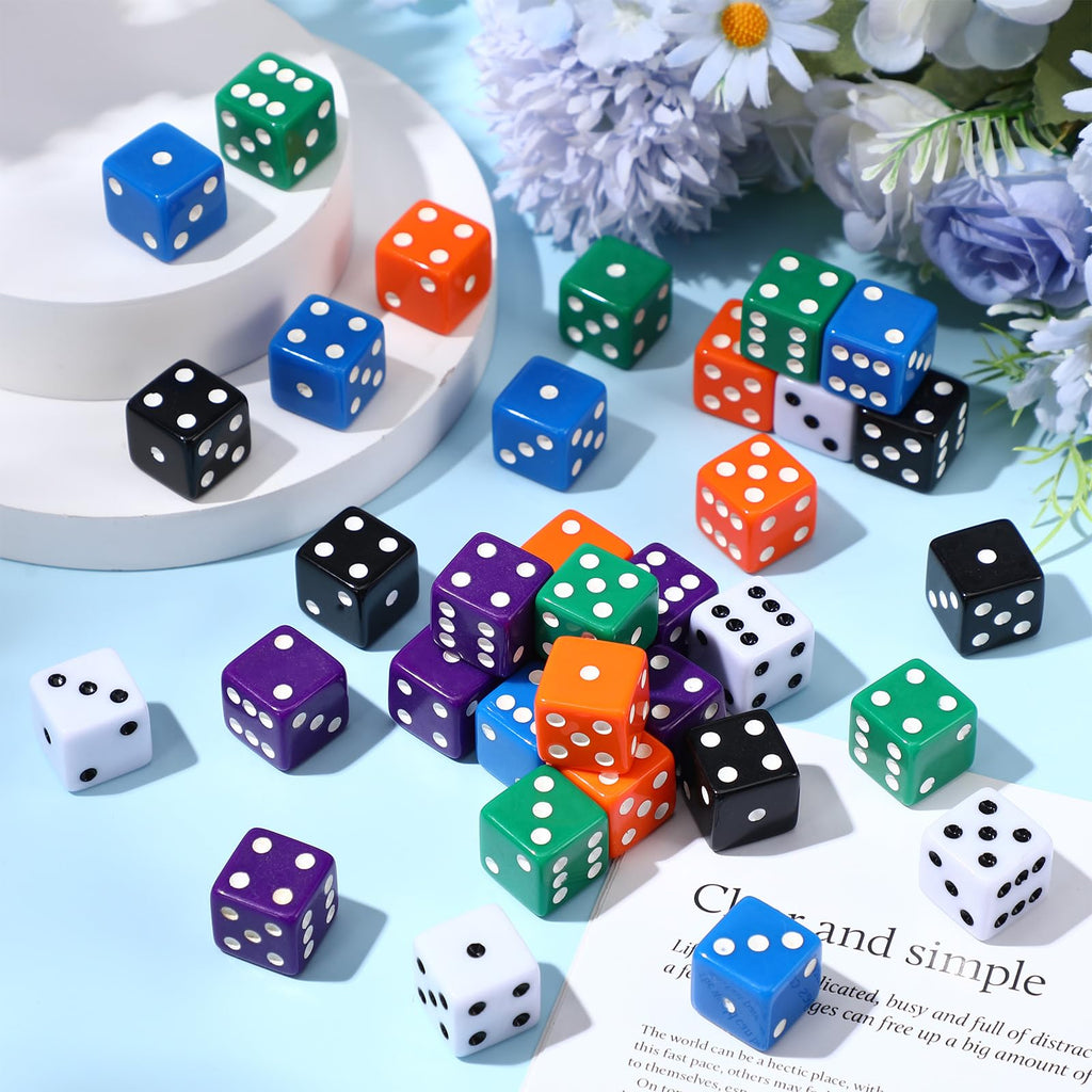 Seenelling 36-Piece 19mm Acrylic D6 Dice Set – 6 Colors for Board Games & Casino Nights