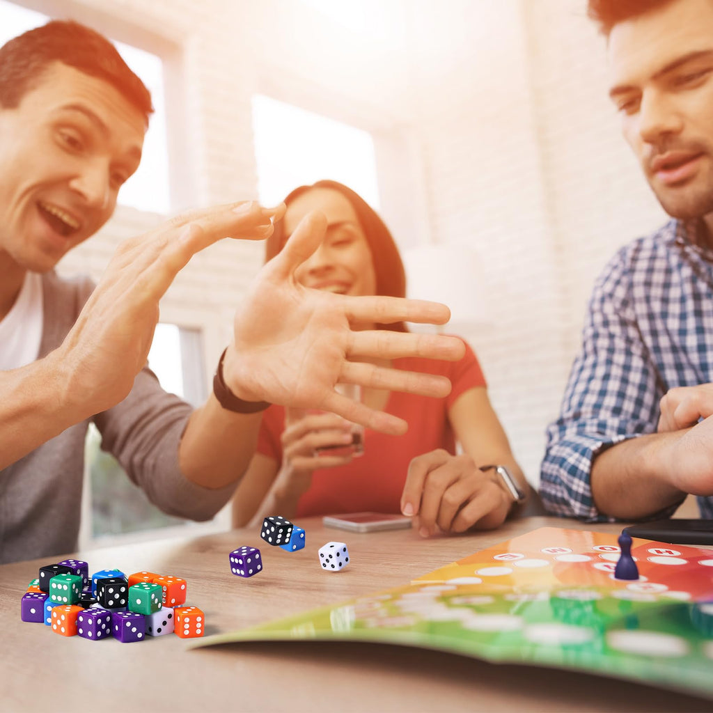 Seenelling 36-Piece 19mm Acrylic D6 Dice Set – 6 Colors for Board Games & Casino Nights