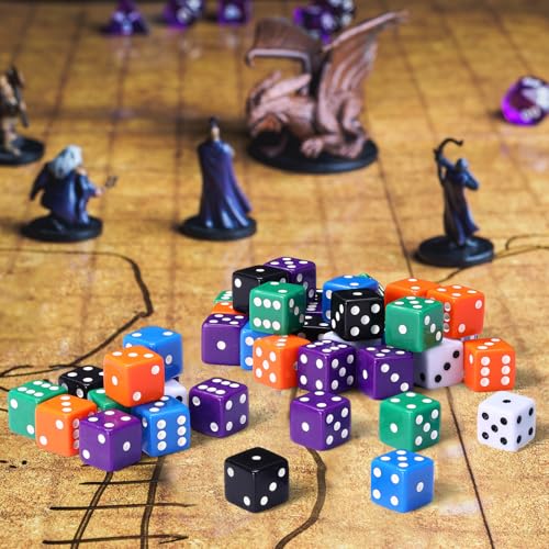 Seenelling 36-Piece 19mm Acrylic D6 Dice Set – 6 Colors for Board Games & Casino Nights