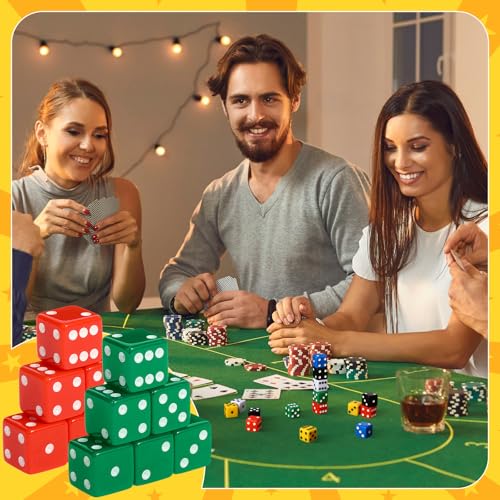 Seenelling 36-Piece 19mm Acrylic Opaque D6 Dice Set - 6 Colors for Board Games, Casino Nights & Party Supplies