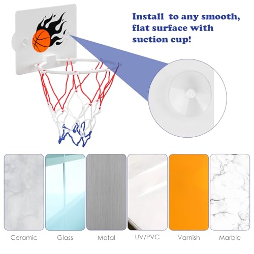 SEISSO Indoor Mini Basketball Hoop - Kids Suction Cup Toy with 2 Balls and Pump