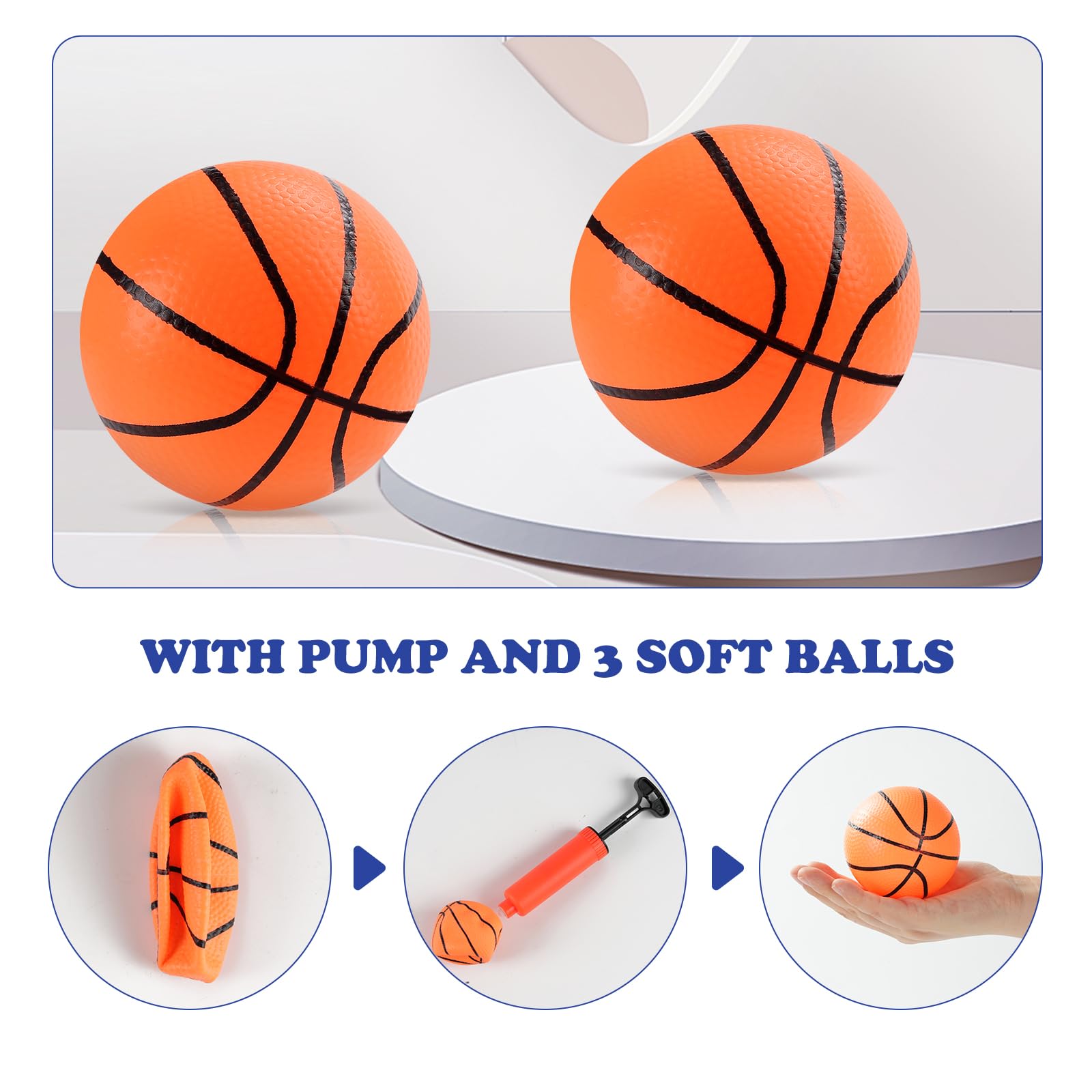 SEISSO Indoor Mini Basketball Hoop - Kids Suction Cup Toy with 2 Balls and Pump