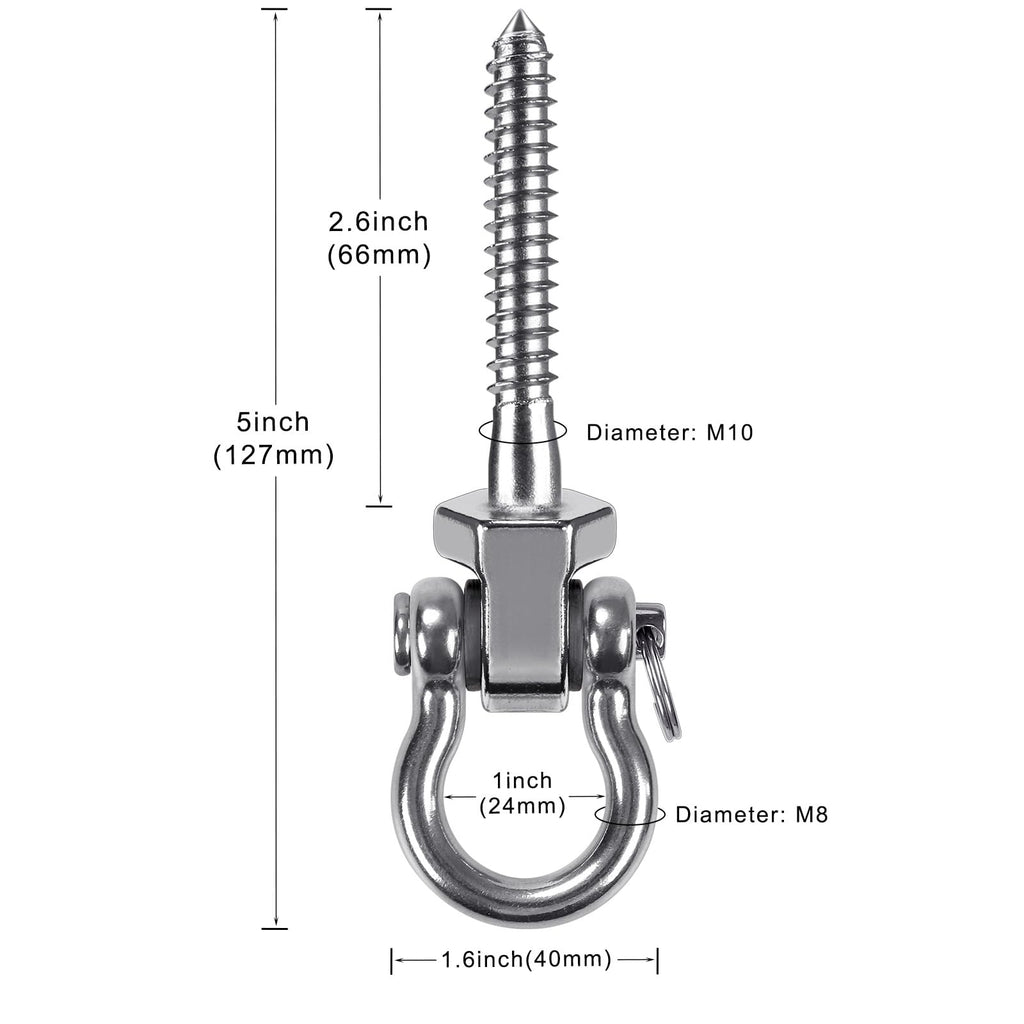 SELEWARE 180° Swing Hangers - Heavy Duty 304 Stainless Steel, 1800LB Capacity per Pair, Rustproof, for Hammocks, Yoga Swings, and More