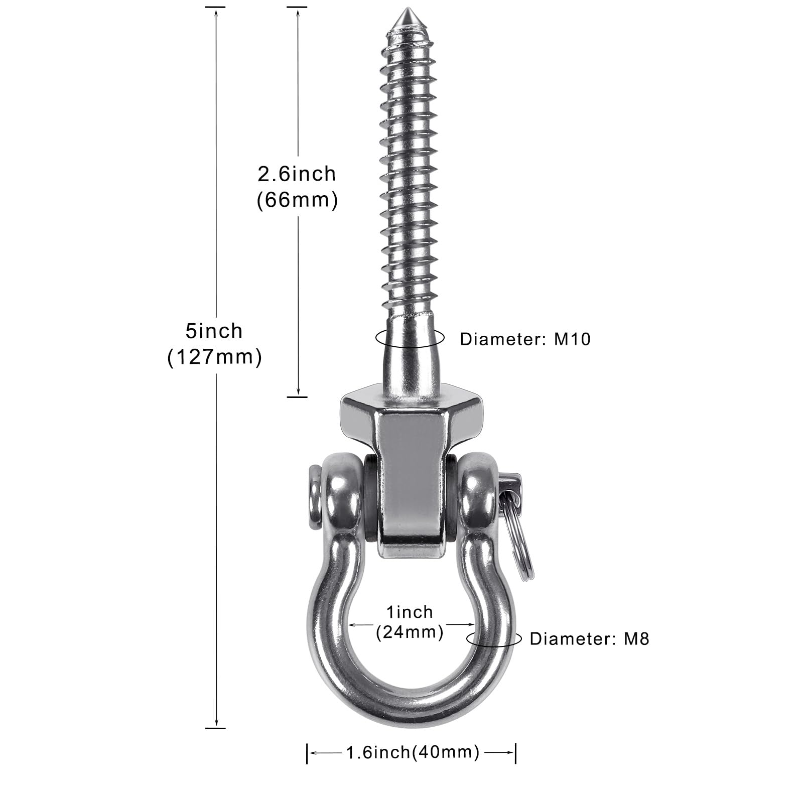 SELEWARE 180° Swing Hangers - Heavy Duty 304 Stainless Steel, 1800LB Capacity per Pair, Rustproof, for Hammocks, Yoga Swings, and More