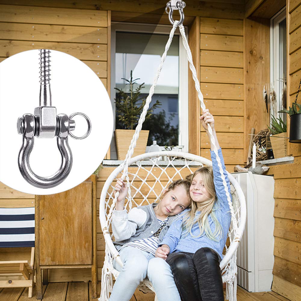 SELEWARE 180° Swing Hangers - Heavy Duty 304 Stainless Steel, 1800LB Capacity per Pair, Rustproof, for Hammocks, Yoga Swings, and More