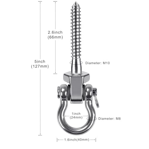 SELEWARE 180° Swing Hangers - Heavy Duty 304 Stainless Steel, 1800LB Capacity per Pair, Rustproof, for Hammocks, Yoga Swings, and More