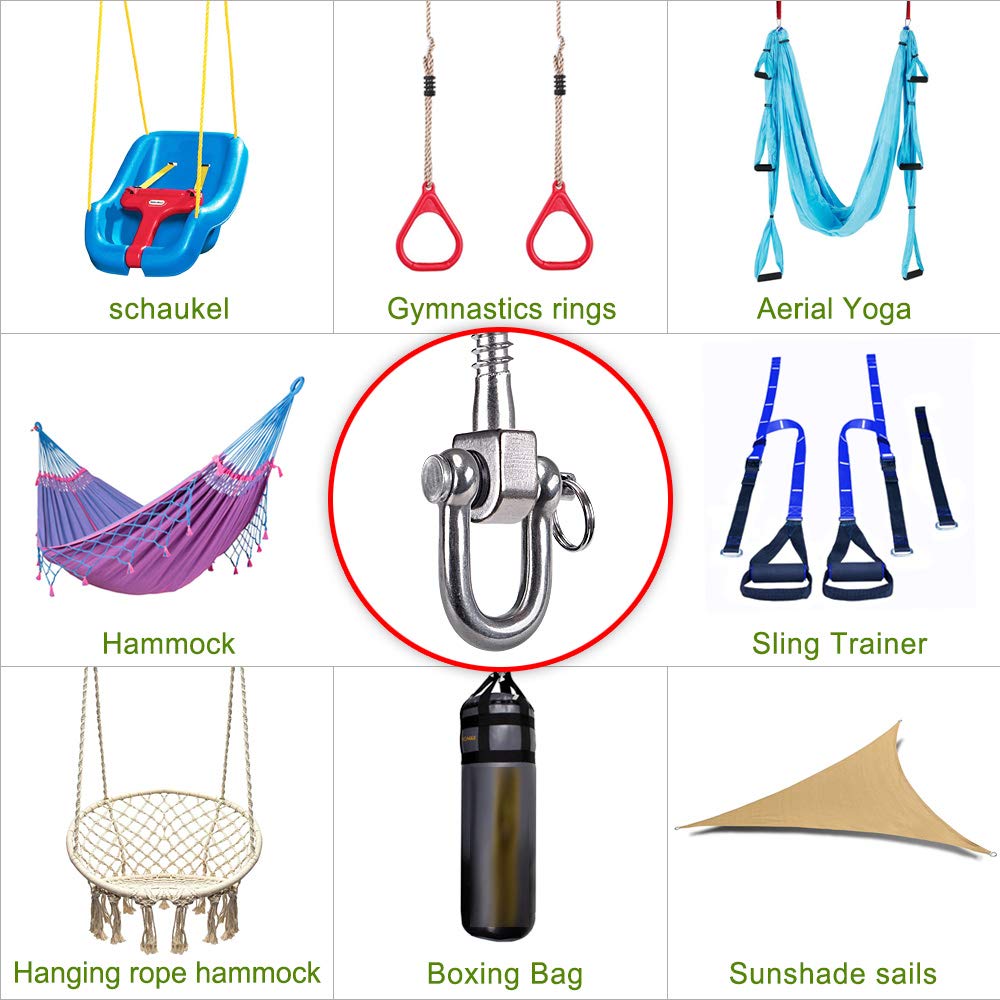SELEWARE 2 Pack Heavy Duty Swing Hangers – Stainless Steel Ceiling Mounts for Porch Swings, Hammocks, and More