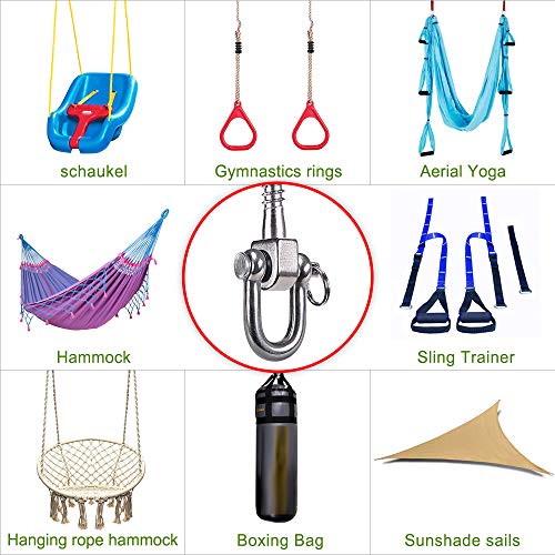 SELEWARE 2 Pack Heavy Duty Swing Hangers – Stainless Steel Ceiling Mounts for Porch Swings, Hammocks, and More