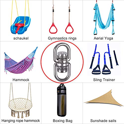 SELEWARE 360° Bearing Swing Swivel - 1200lb Capacity for Tree Swing, Hammock Chair, Climbing Rope, Aerial Yoga
