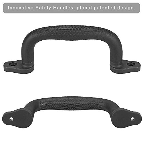 SELEWARE Black Playground Safety Handles – Non-Slip Plastic Grab Handles for Playhouses, Treehouses, Climbing Frames, Swing Sets – 2 Pack, 300 lb Capacity