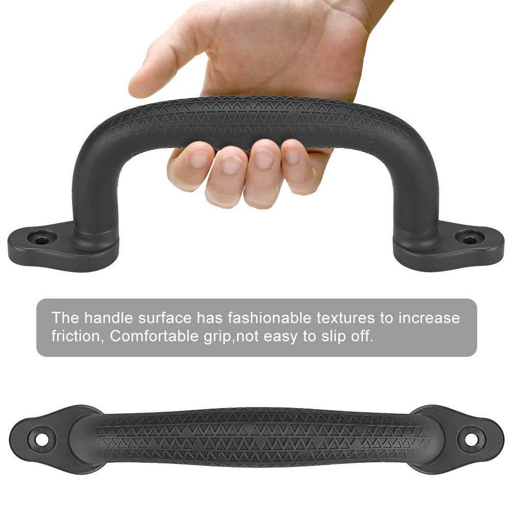 SELEWARE Black Playground Safety Handles – Non-Slip Plastic Grab Handles for Playhouses, Treehouses, Climbing Frames, Swing Sets – 2 Pack, 300 lb Capacity