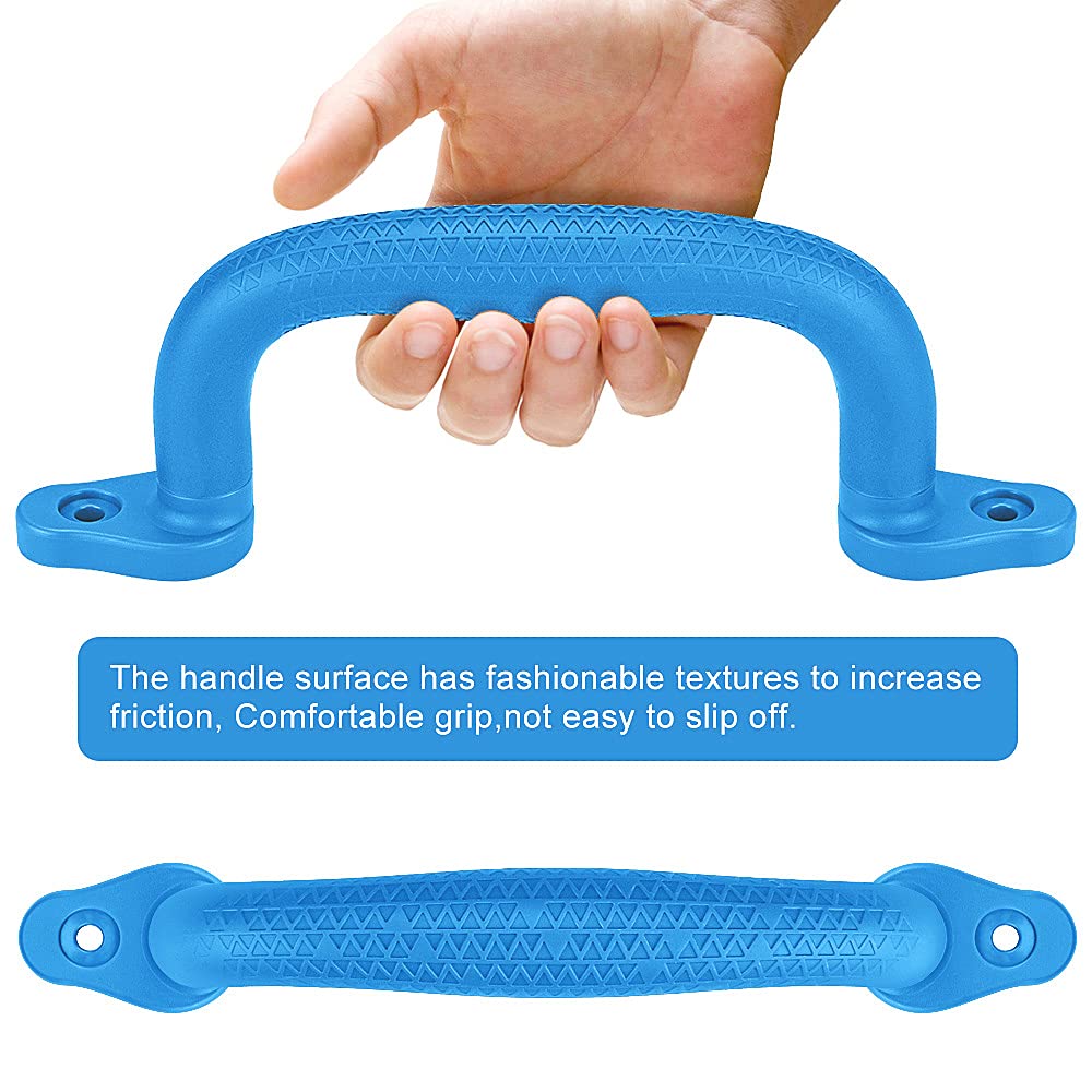 SELEWARE Blue Non-Slip Playground Safety Handles - 2 Pack for Playhouse, Treehouse, Climbing Frame