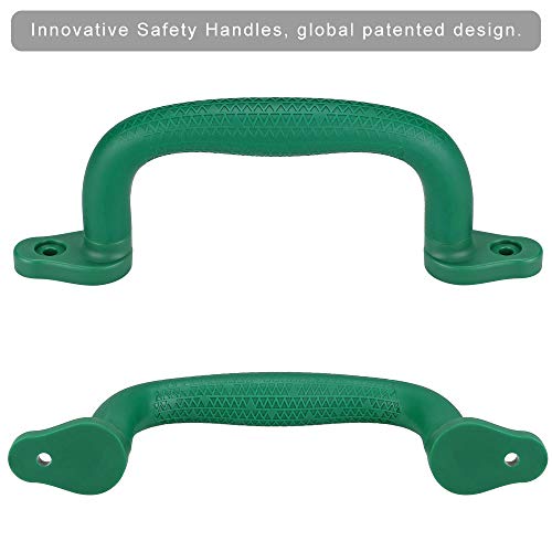 SELEWARE Green Playground Safety Grab Handles – Non-Slip Plastic Handles for Playhouses, Treehouses, and Climbing Frames (2-Pack)