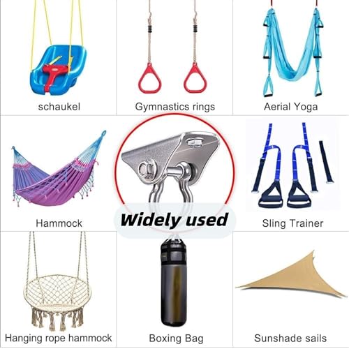 SELEWARE Heavy Duty Stainless Steel Swing Hanger – Ceiling Mount for Porch Swing, Hammock Chair, Heavy Bag, Yoga Silk – 1000 lbs Capacity