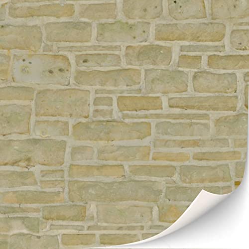Self-Adhesive Dollhouse Wall Cladding, 1:12 Scale, Limestone, 3 A4 Sheets