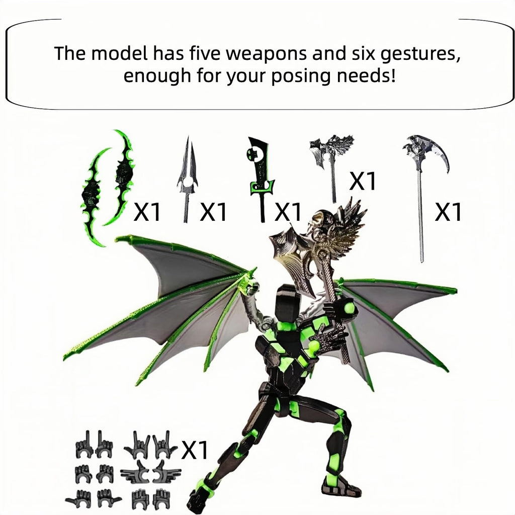 SENROELECTRONAGE T13 Action Figure – 5.4" 3D Printed Dummy 13, Fully Articulated with 6 Hand Shapes & 5 Weapons