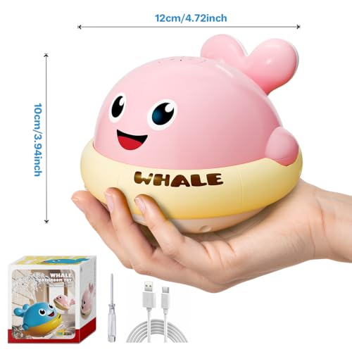 SEPHIX Light-Up Whale Bath Toy with Automatic Spray – Pink, BPA-Free, 120-Minute Water Fun